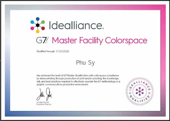 Chứng chỉ Idealliance G7 Master của In Phú Sỹ
